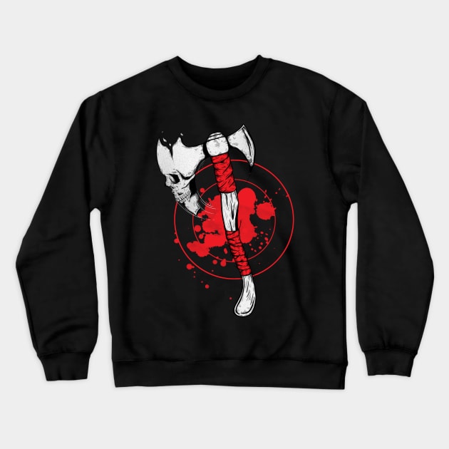 Skull Throwing Axe Crewneck Sweatshirt by Jess Adams